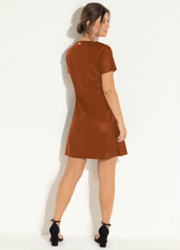 Quintess - Vestido Curto Telha com Recortes 4