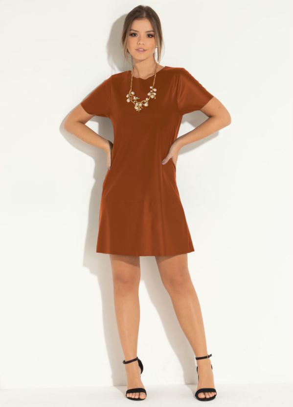 Quintess - Vestido Curto Telha com Recortes 5