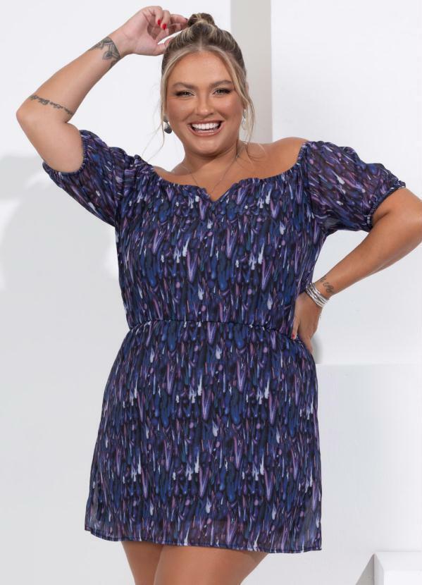 Outlet - Vestido Curto Tie Dye Ombro a Ombro