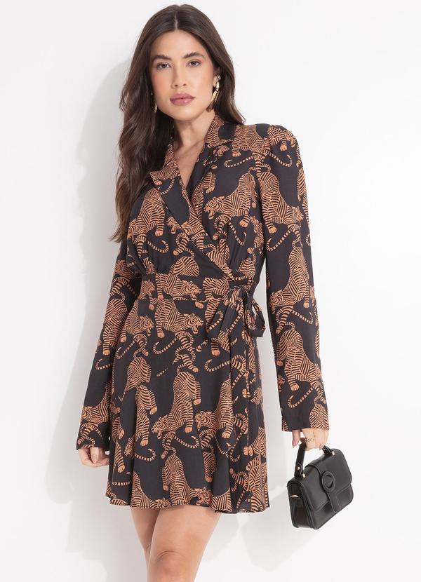 Farm - Vestido Curto Tigres Preto