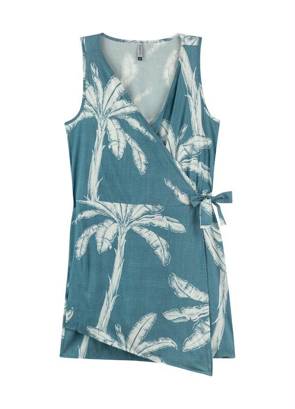 Marialícia - Vestido Curto Transpassado Azul