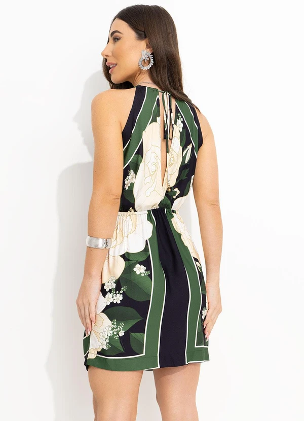 Farm - Vestido Curto Transpassado Lenço Preto 2