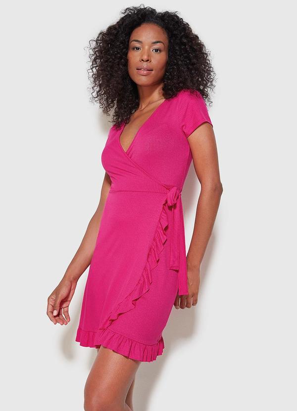 Enfim - Vestido Curto Transpassado Rosa 1