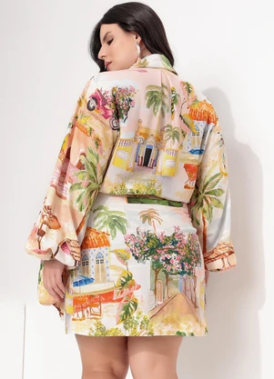 Farm - Vestido Curto Transpasse Aracati Bege - FARM