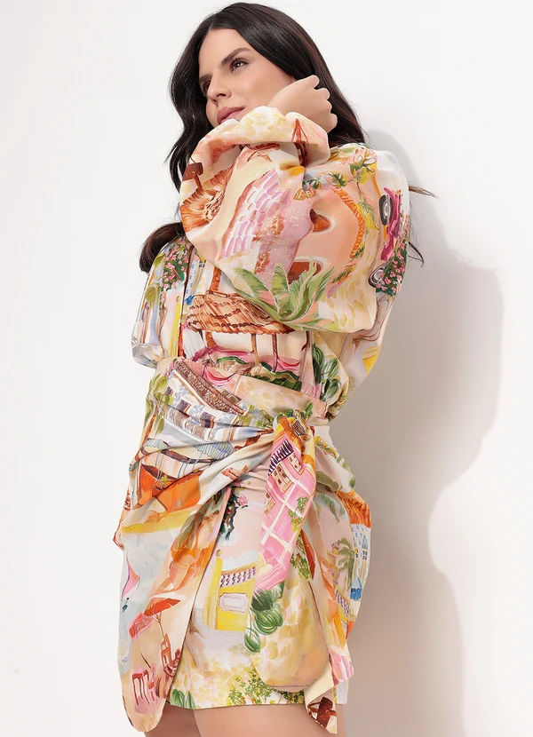 Farm - Vestido Curto Transpasse Aracati Bege 16