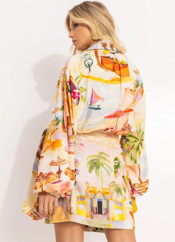 Farm - Vestido Curto Transpasse Aracati Bege 14