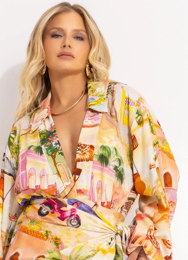 Farm - Vestido Curto Transpasse Aracati Bege 8