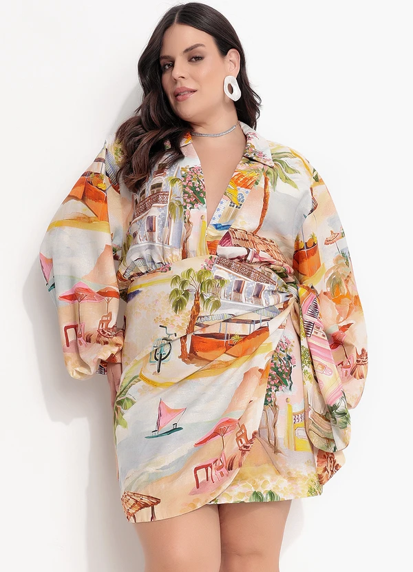 Farm - Vestido Curto Transpasse Aracati Bege 7