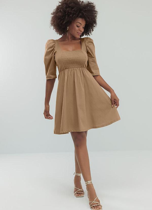 Angel - Vestido Curto Tricoline Marrom