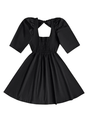 Angel - Vestido Curto Tricoline Preto - ANGEL