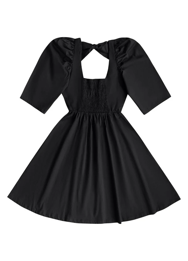 Angel - Vestido Curto Tricoline Preto