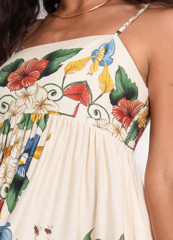 Farm - Vestido Curto Tropicalzinho Lenço Bege 6