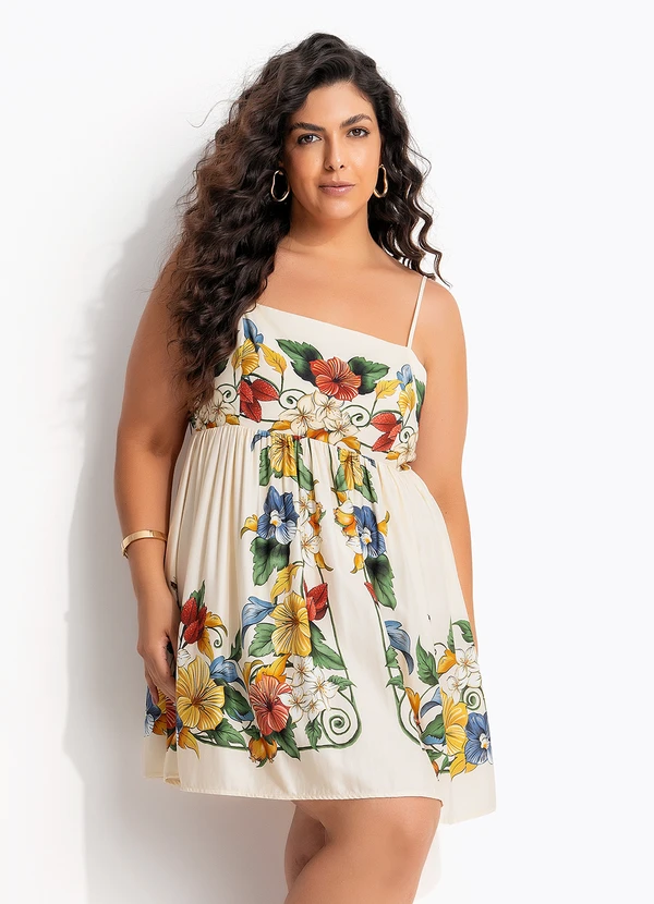 Farm - Vestido Curto Tropicalzinho Lenço Bege 7