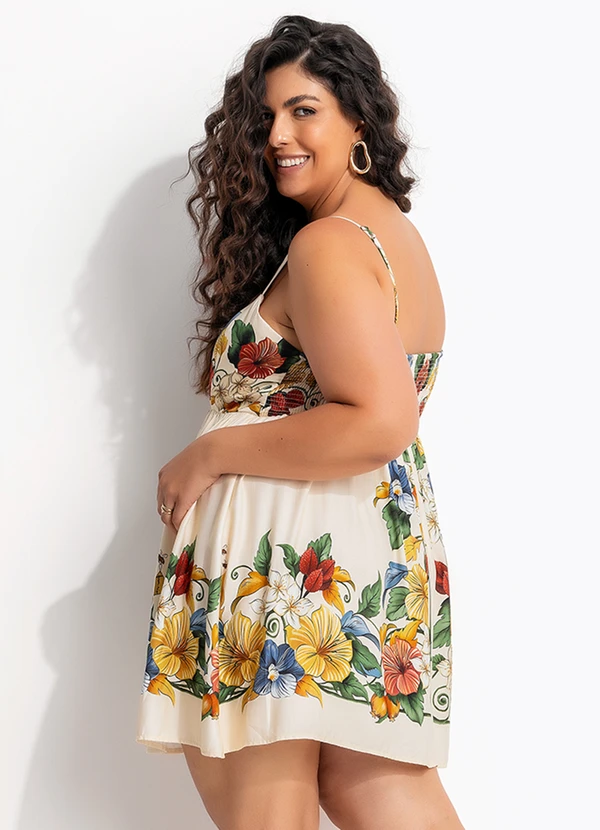 Farm - Vestido Curto Tropicalzinho Lenço Bege 8