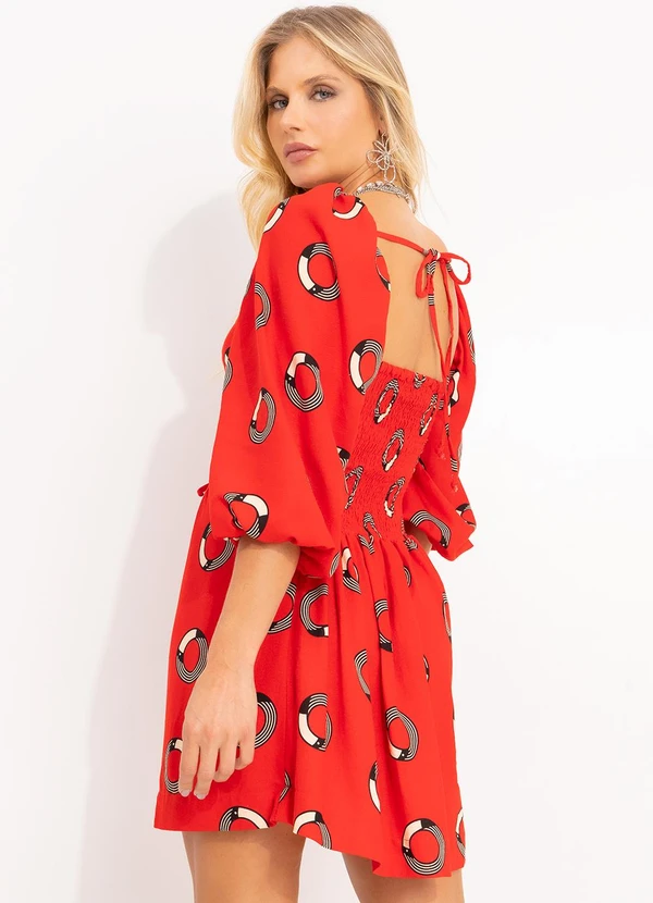 Farm - Vestido Curto Tuca Poá Vermelho 2