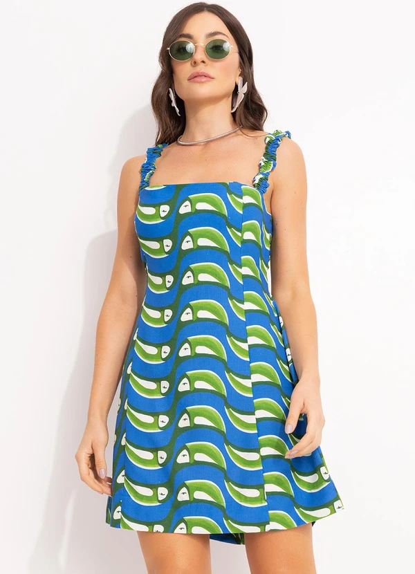 Farm - Vestido Curto Tucabacana Azul