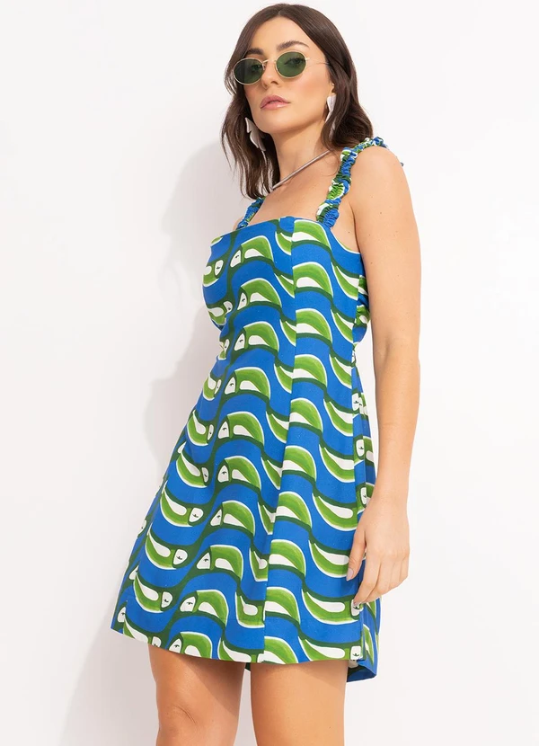 Farm - Vestido Curto Tucabacana Azul 6