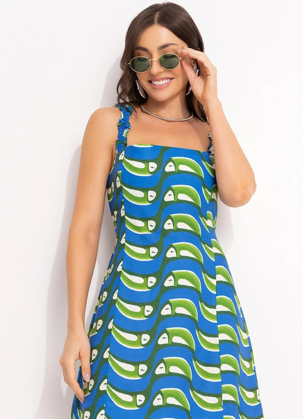 Farm - Vestido Curto Tucabacana Azul 7