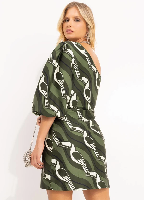 Farm - Vestido Curto Tucano Gráfico Verde 2
