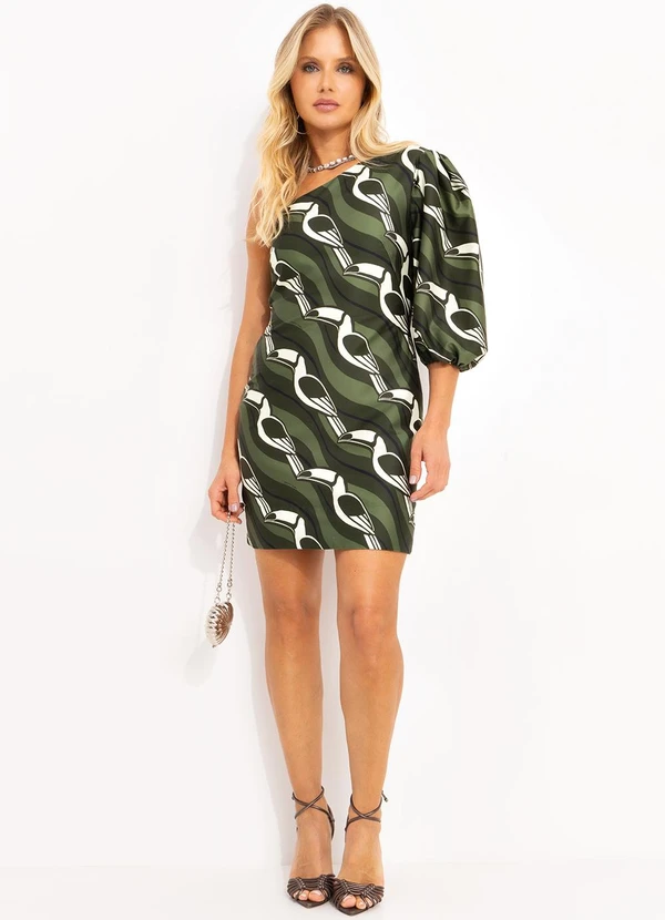 Farm - Vestido Curto Tucano Gráfico Verde 3