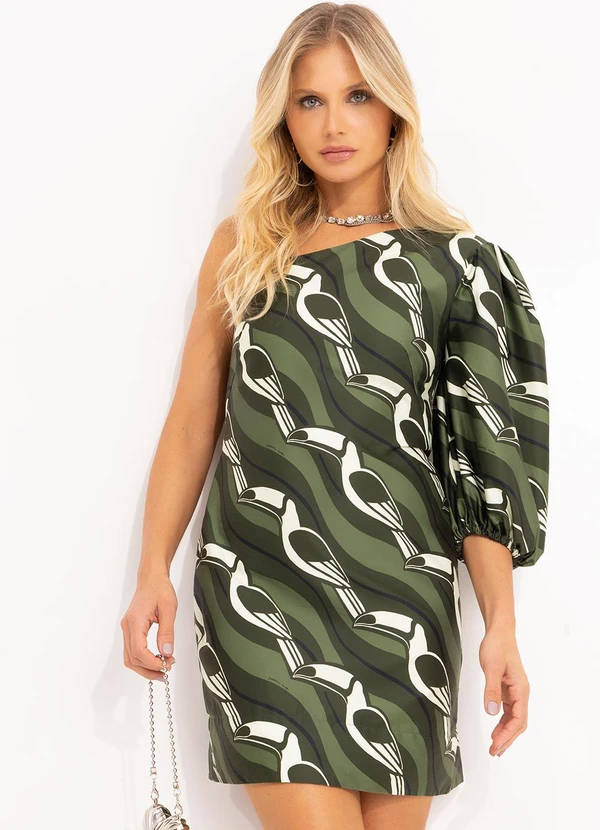 Farm - Vestido Curto Tucano Gráfico Verde 5