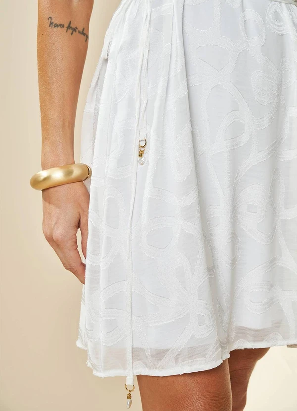 Doce Trama - Vestido Curto um Ombro Branco 8