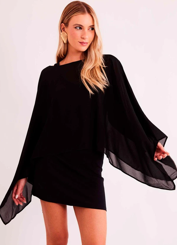 Sofie - Vestido Curto Urban Frame em Malha Acompanha Capa