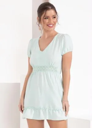 Outlet - Vestido Curto Verde com Babado na Barra - OUTLET