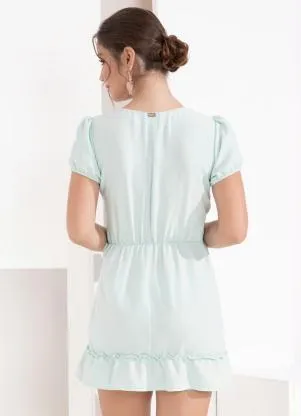 Outlet - Vestido Curto Verde com Babado na Barra - OUTLET