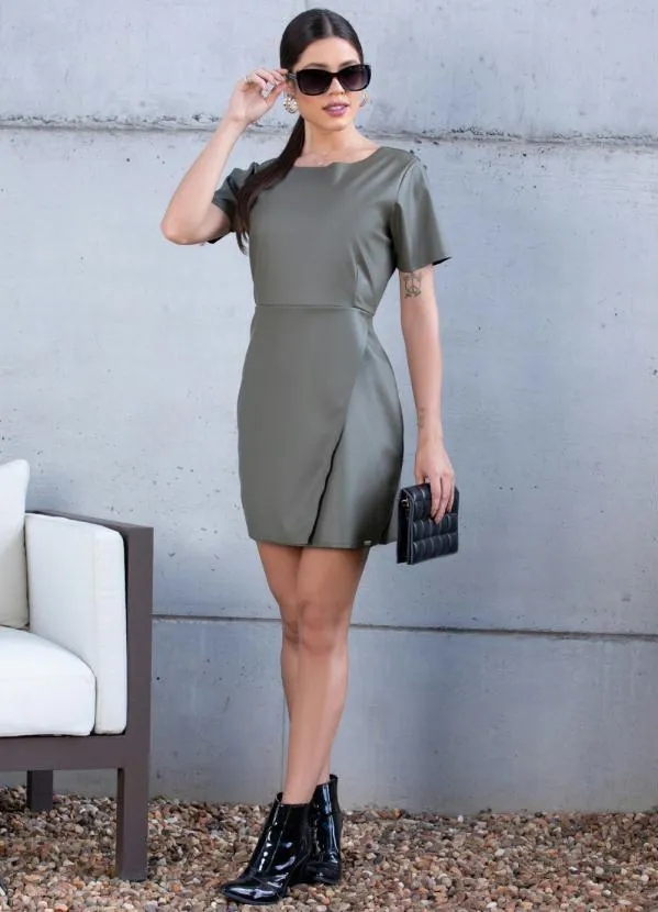 Quintess - Vestido Curto Verde Escuro Resinado 2