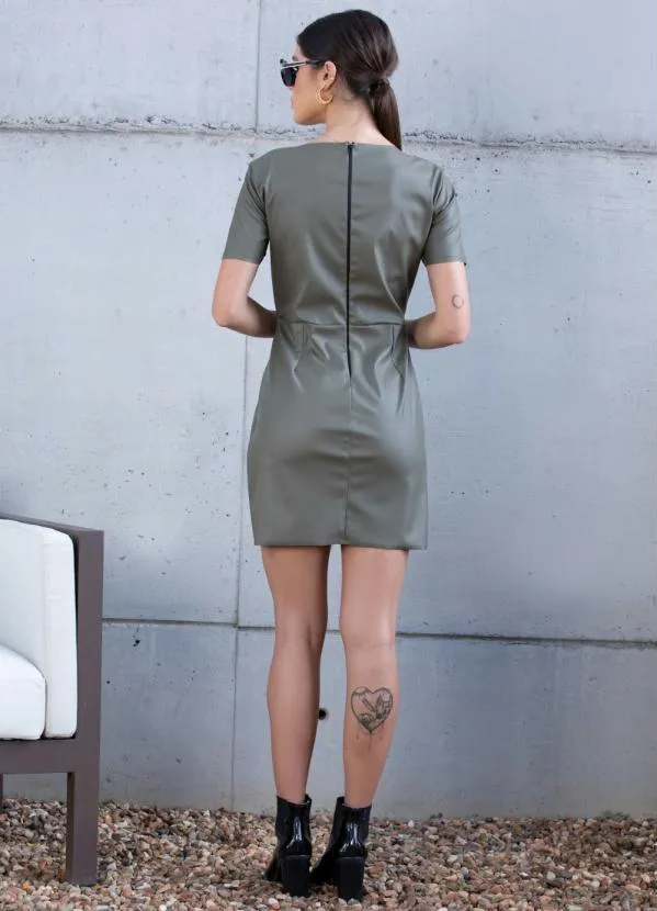 Quintess - Vestido Curto Verde Escuro Resinado 3