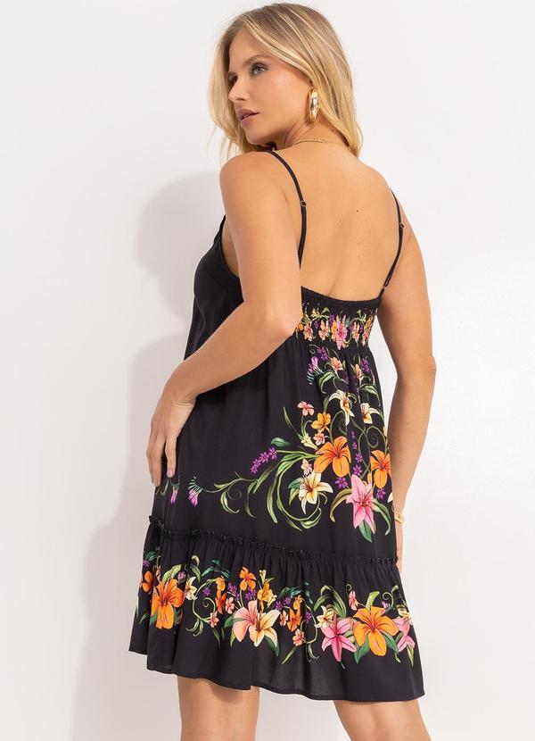 Farm - Vestido Curto Vestida de Flor Preto 2