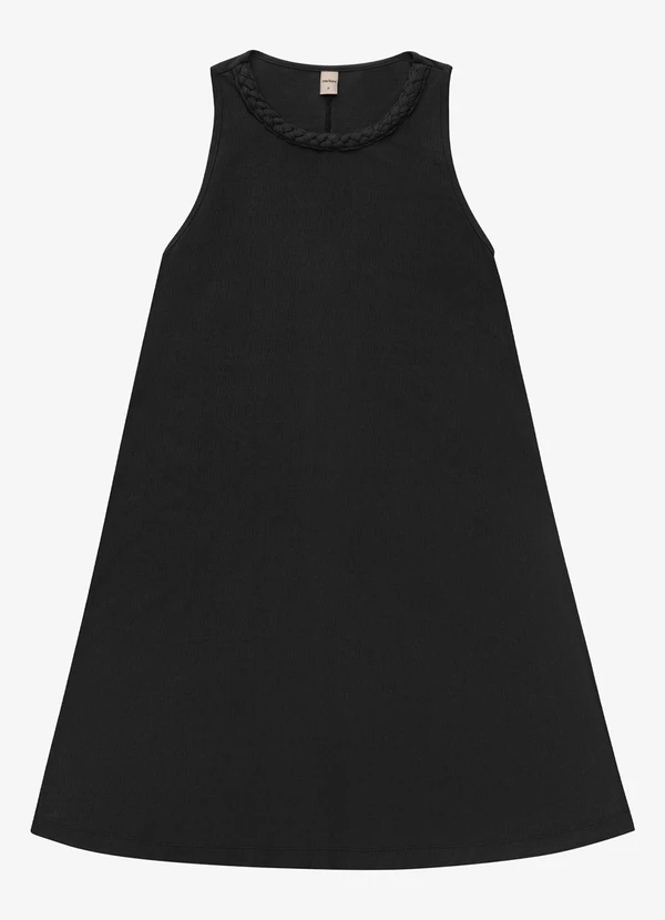 Rovitex - Vestido Curto Visco Maquinetada Feminino Preto