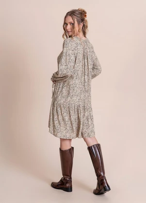 Angel - Vestido Curto Viscose Bege - ANGEL