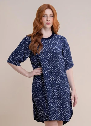 Angel - Vestido Curto Viscose Estampada Azul - ANGEL