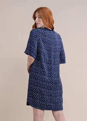 Angel - Vestido Curto Viscose Estampada Azul - ANGEL