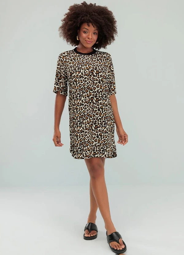 Angel - Vestido Curto Viscose Estampada Preto 3