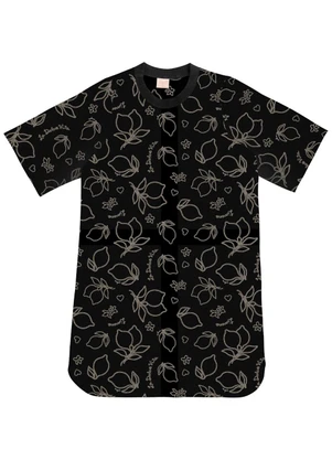 Angel - Vestido Curto Viscose Estampada Preto - ANGEL