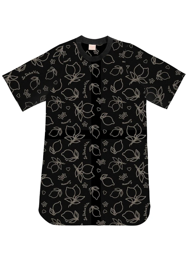 Angel - Vestido Curto Viscose Estampada Preto