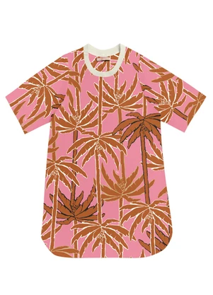 Angel - Vestido Curto Viscose Estampada Rosa - ANGEL