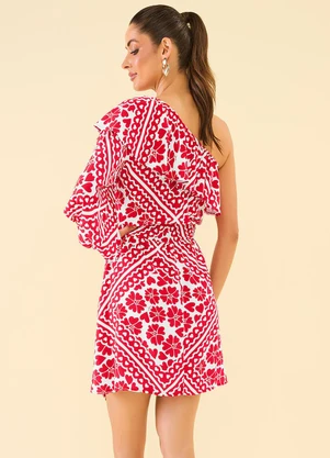 Angel - Vestido Curto Viscose Estampada Vermelho - ANGEL