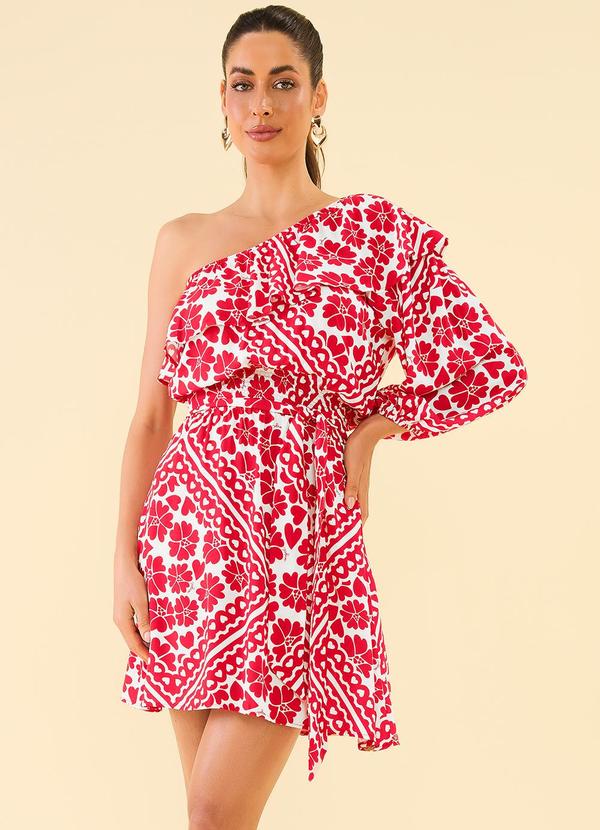 Angel - Vestido Curto Viscose Estampada Vermelho