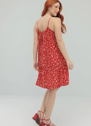 Angel - Vestido Curto Viscose Estampada Vermelho - ANGEL