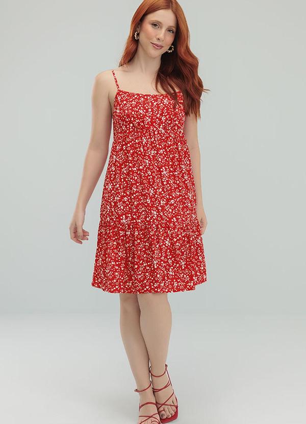 Angel - Vestido Curto Viscose Estampada Vermelho