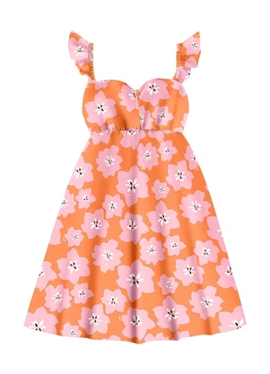 Angel - Vestido Curto Viscose Laranja - ANGEL