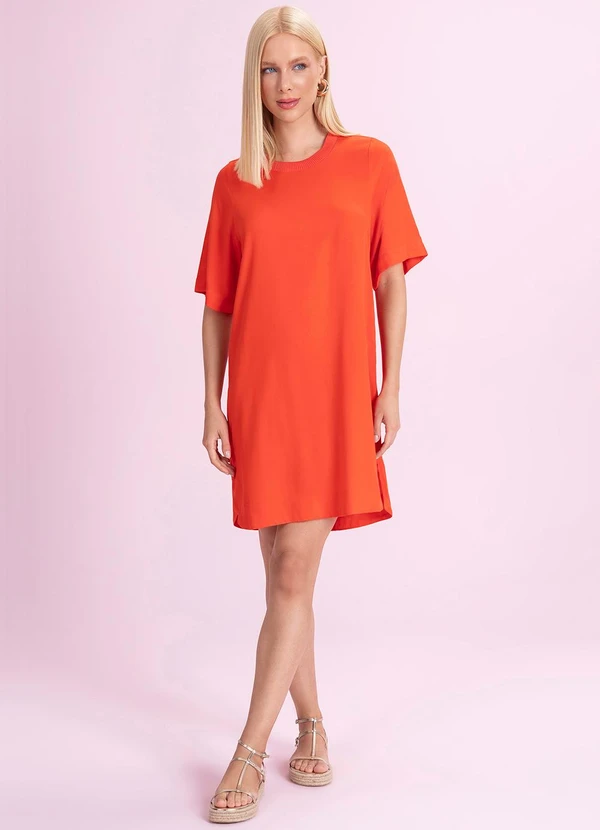 Angel - Vestido Curto Viscose Laranja