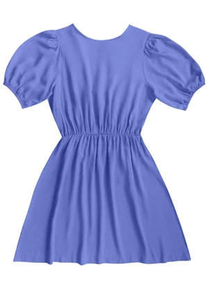Angel - Vestido Curto Viscose Lisa Azul - ANGEL