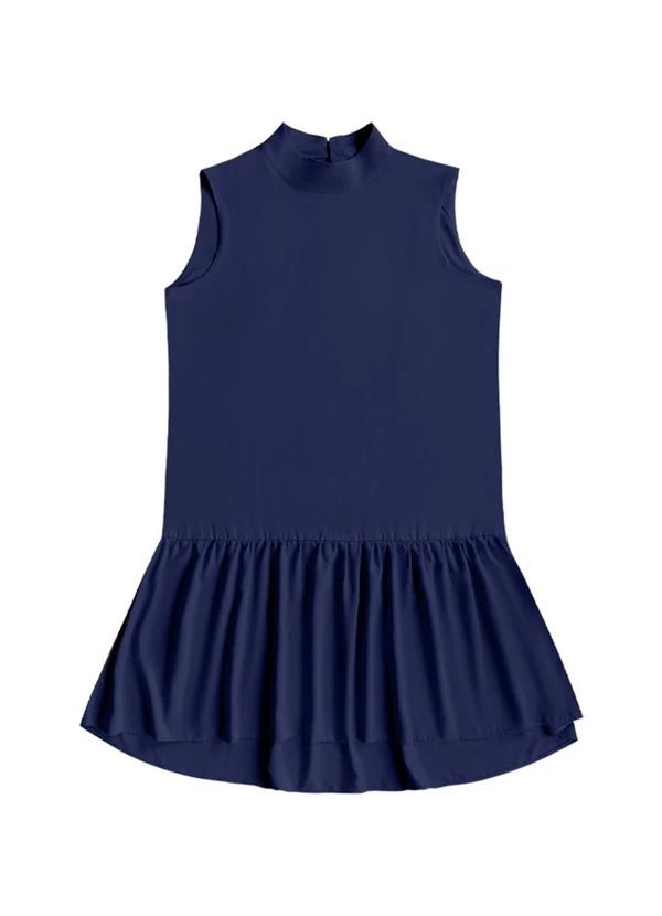 Angel - Vestido Curto Viscose Lisa Azul