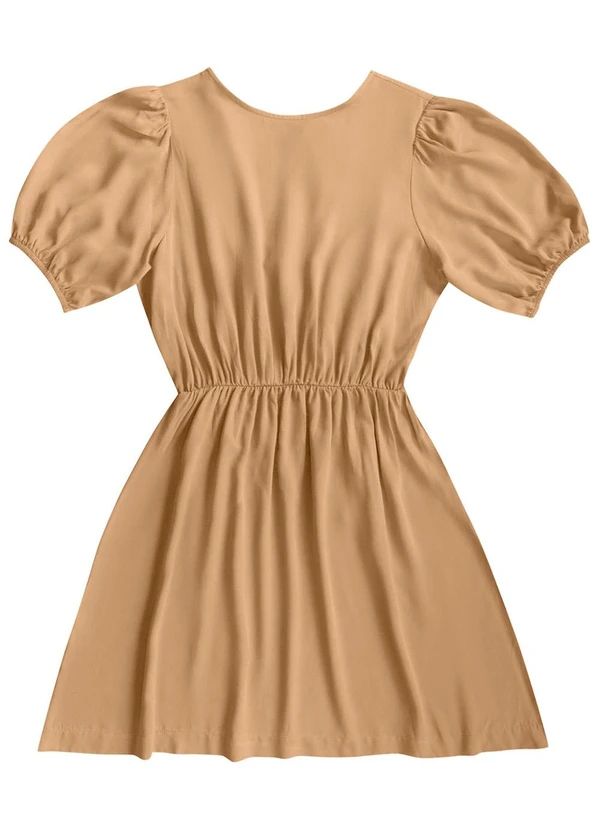 Angel - Vestido Curto Viscose Lisa Bege