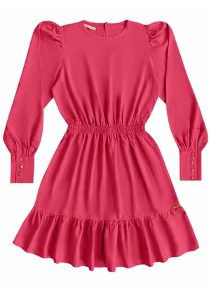 Angel - Vestido Curto Viscose Lisa Rosa - ANGEL